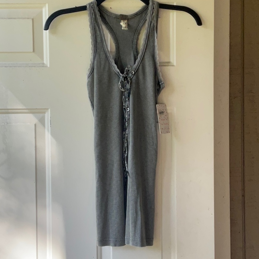 Free People “We the Free” Charcoal Racerback Tank Top